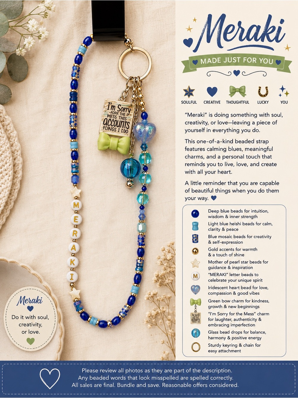 Handmade Beaded Keychains — Multiple Styles Available